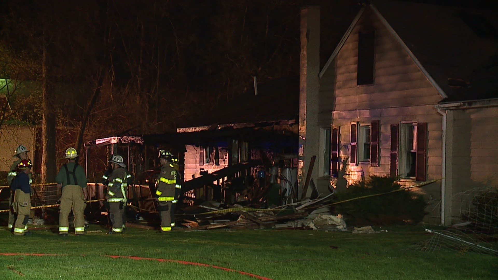 Several explosions were heard at the home in Cogan Station followed by the fire.