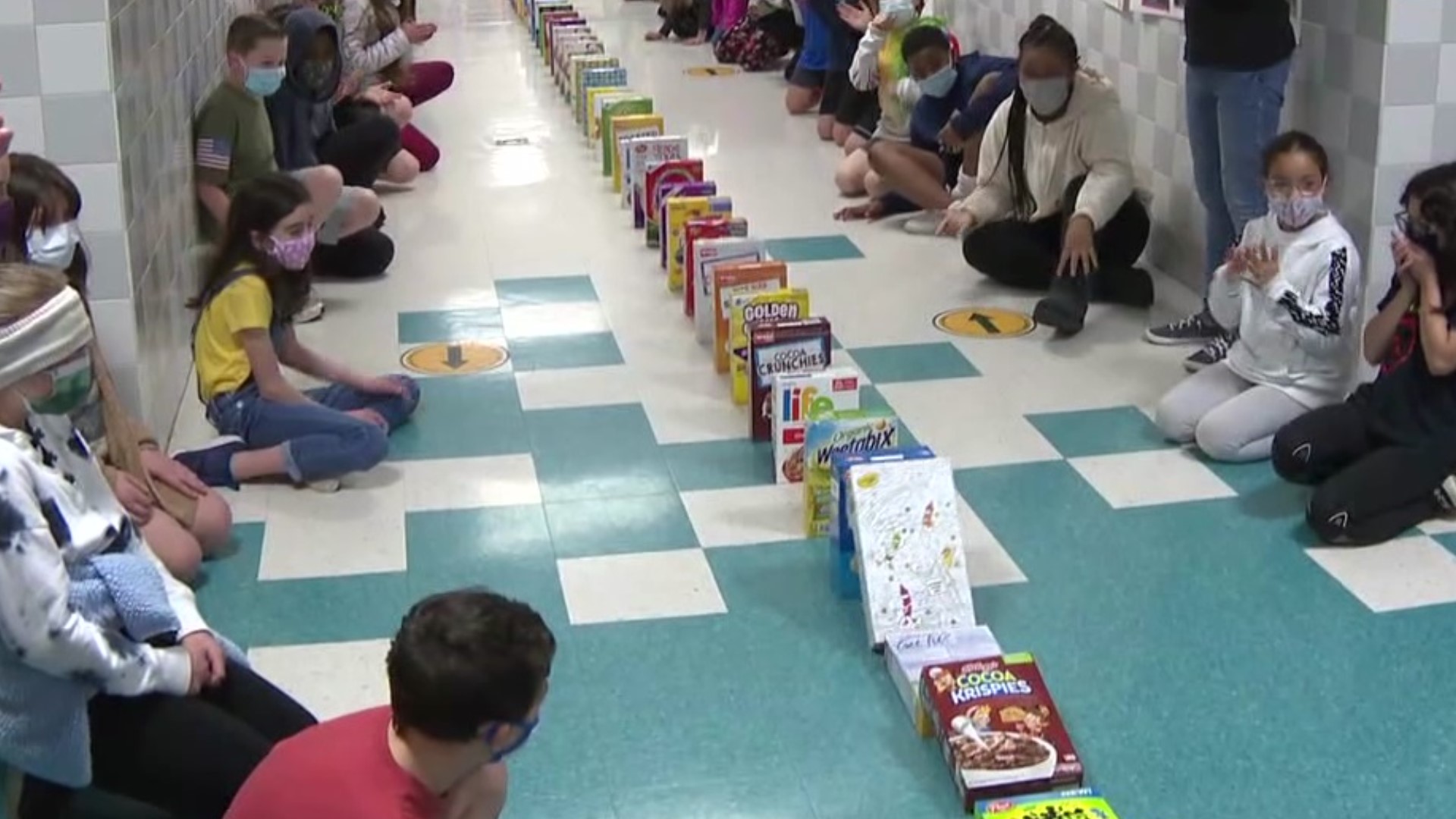 Some students in Union County had fun with a cereal box domino chain. Newswatch 16's Nikki Krize shows us how the project will help a nearby food pantry.