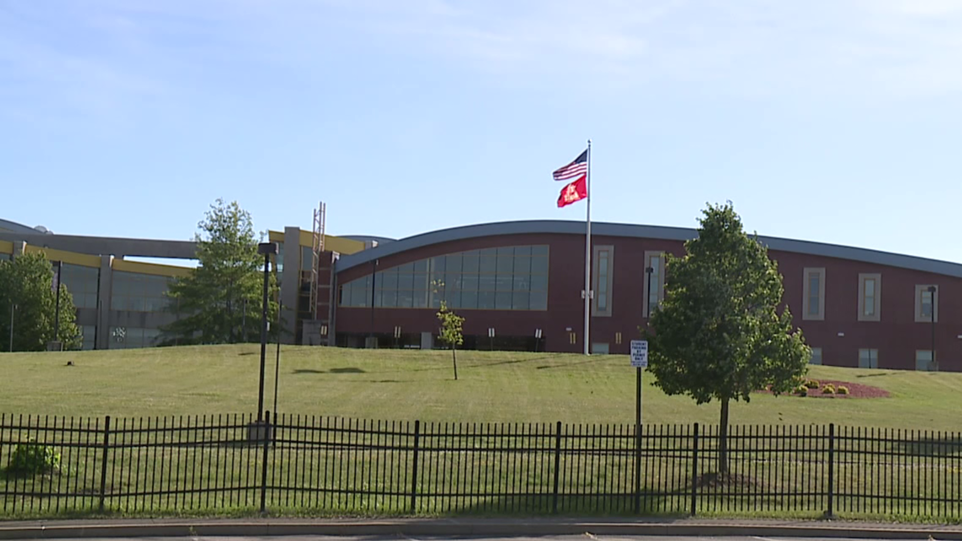 Several buildings in the city were lit up Monday night in honor of George Floyd.