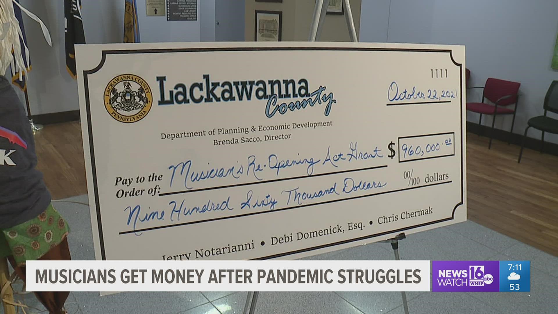 Newswatch 16's Courtney Harrison spoke to entertainers in Lackawanna County receiving funds about what it means to them.