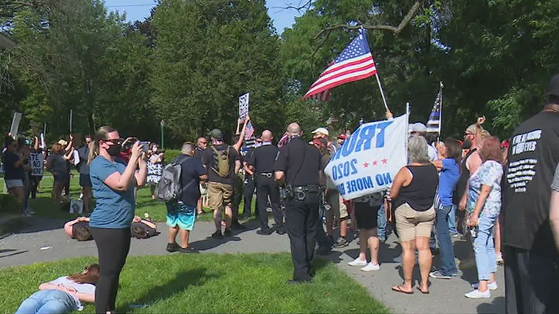 Protesters for a Black Lives Matter protest met up at the Palmerton Borough Park Saturday. Counter-protesters also showed up and arguments spurred from both sides.