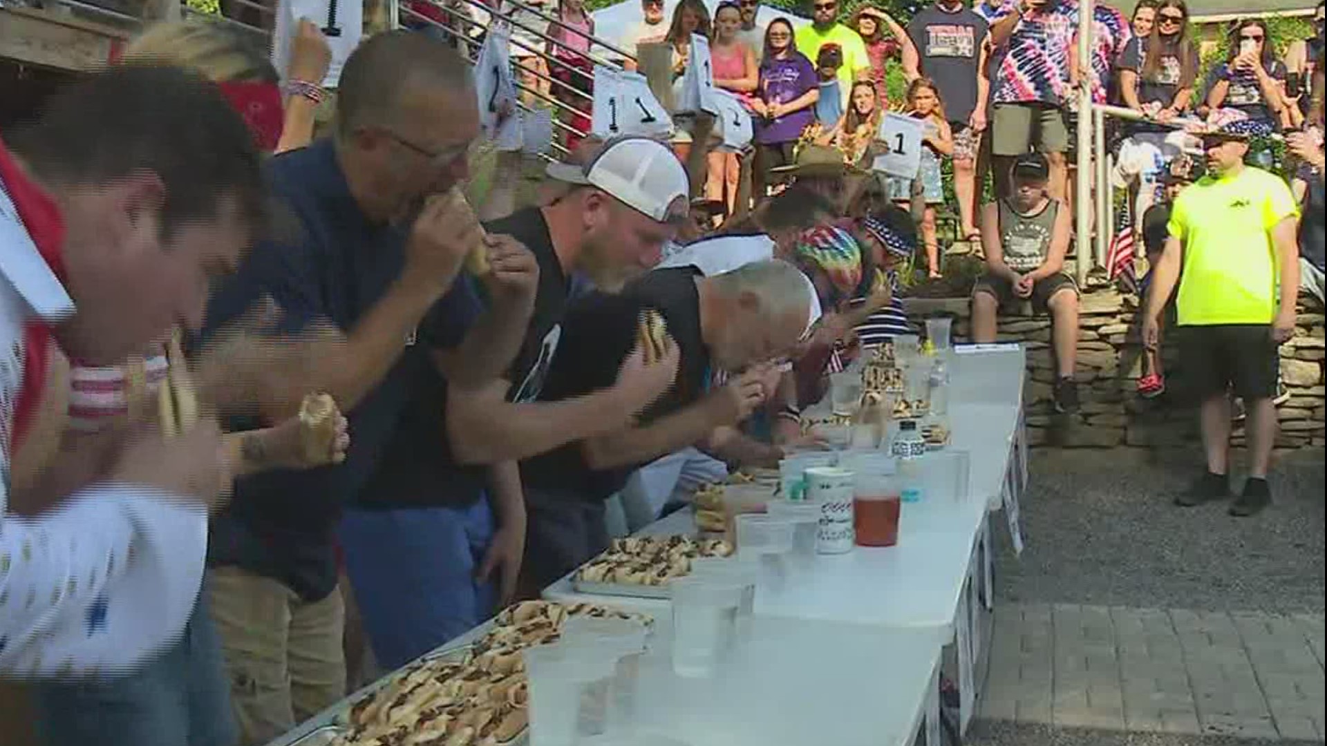 Folks in Luzerne County took a cue from Nathan's and had their own hot dog eating contest on Sunday.