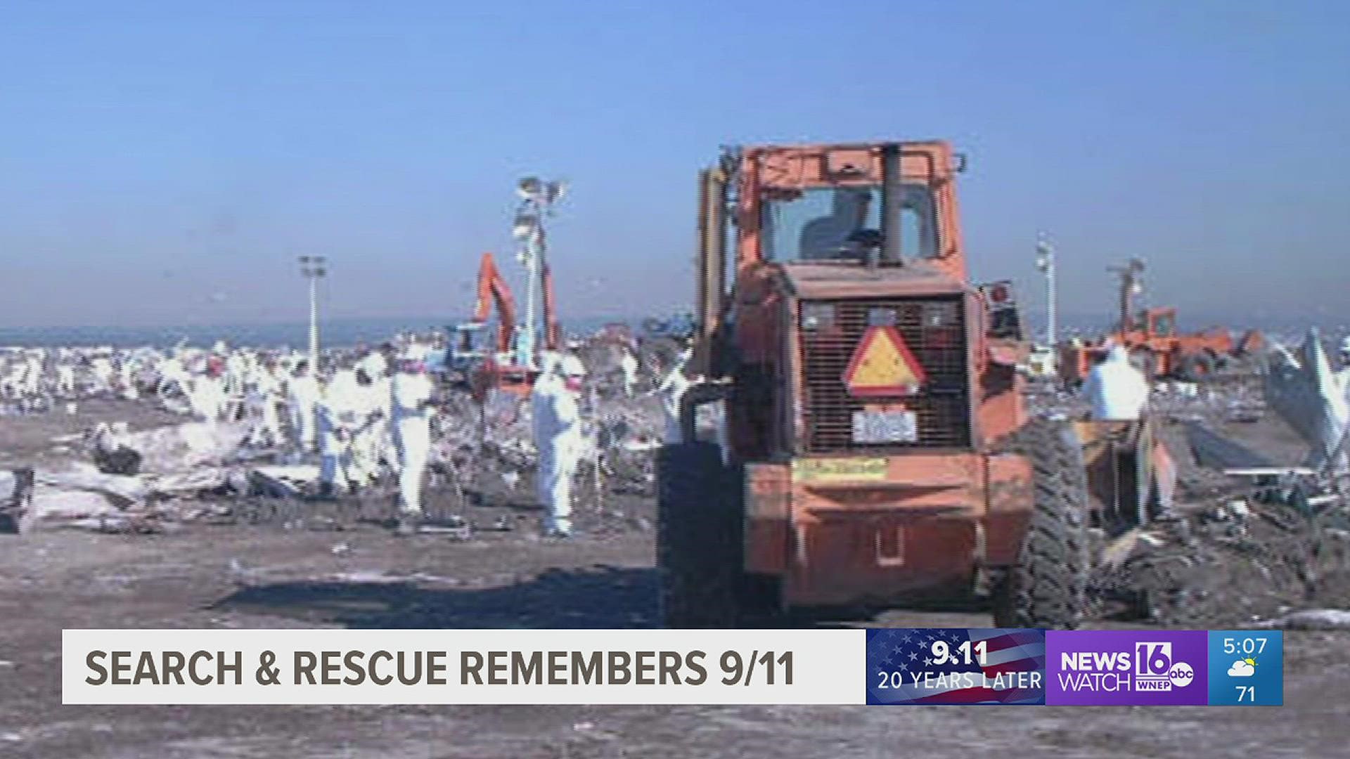 More than 300 volunteers and K-9s searched through rubble from the towers that were trucked into the Freshkill Landfill in Staten Island.