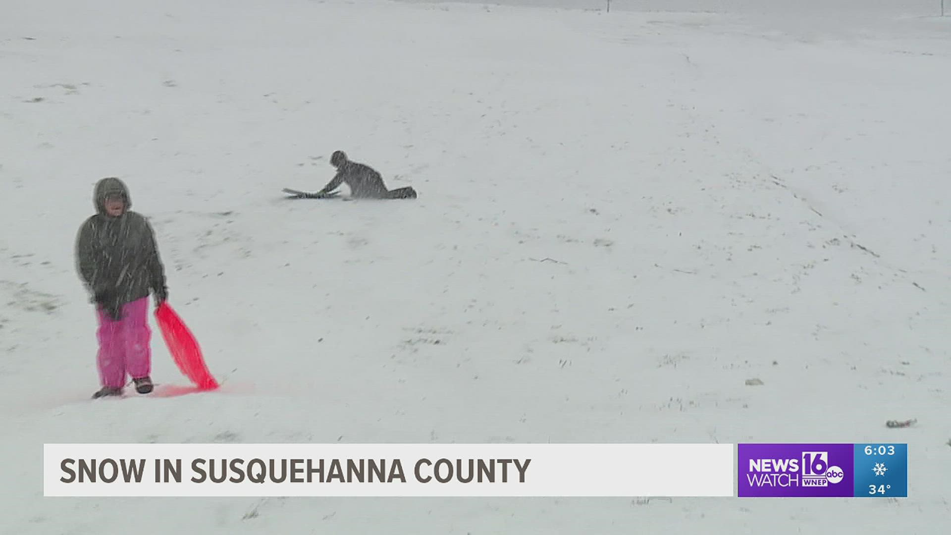 It was a snow day for kids in the Forest City School District and it didn't take long to find self-proclaimed professional sledders in Forest City.