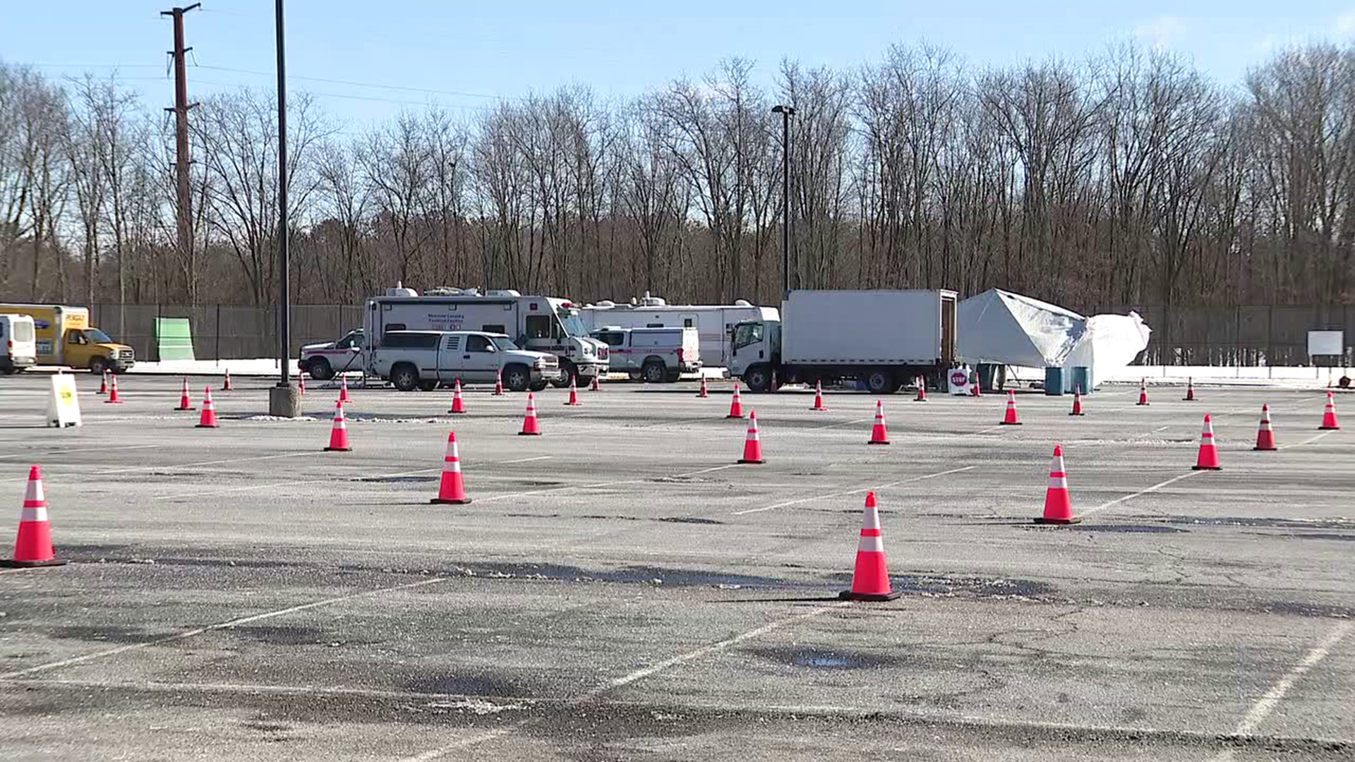 High winds on Thursday made it impossible for a clinic in the Poconos to set up their tent.