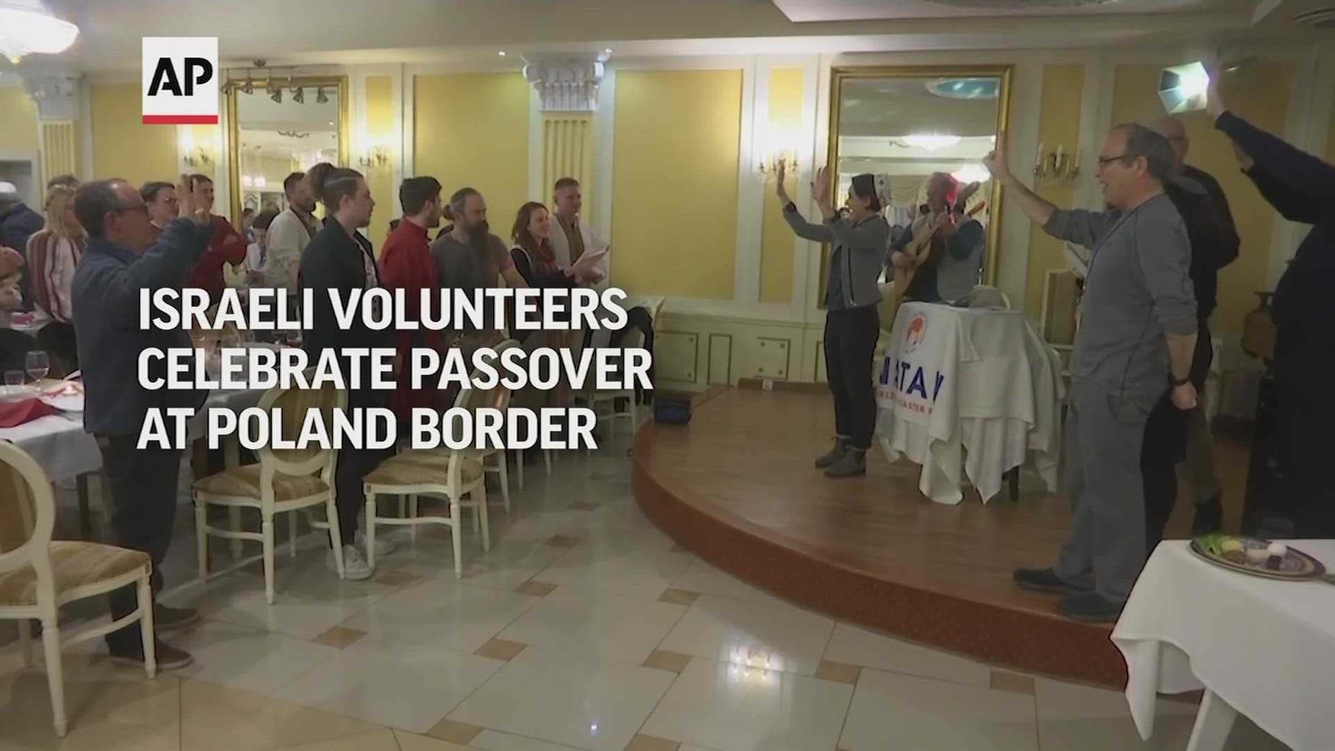 Israeli organizations volunteering to help Ukrainian refugees celebrated Passover in Poland where more than 2.5 million refugees have crossed into the country.