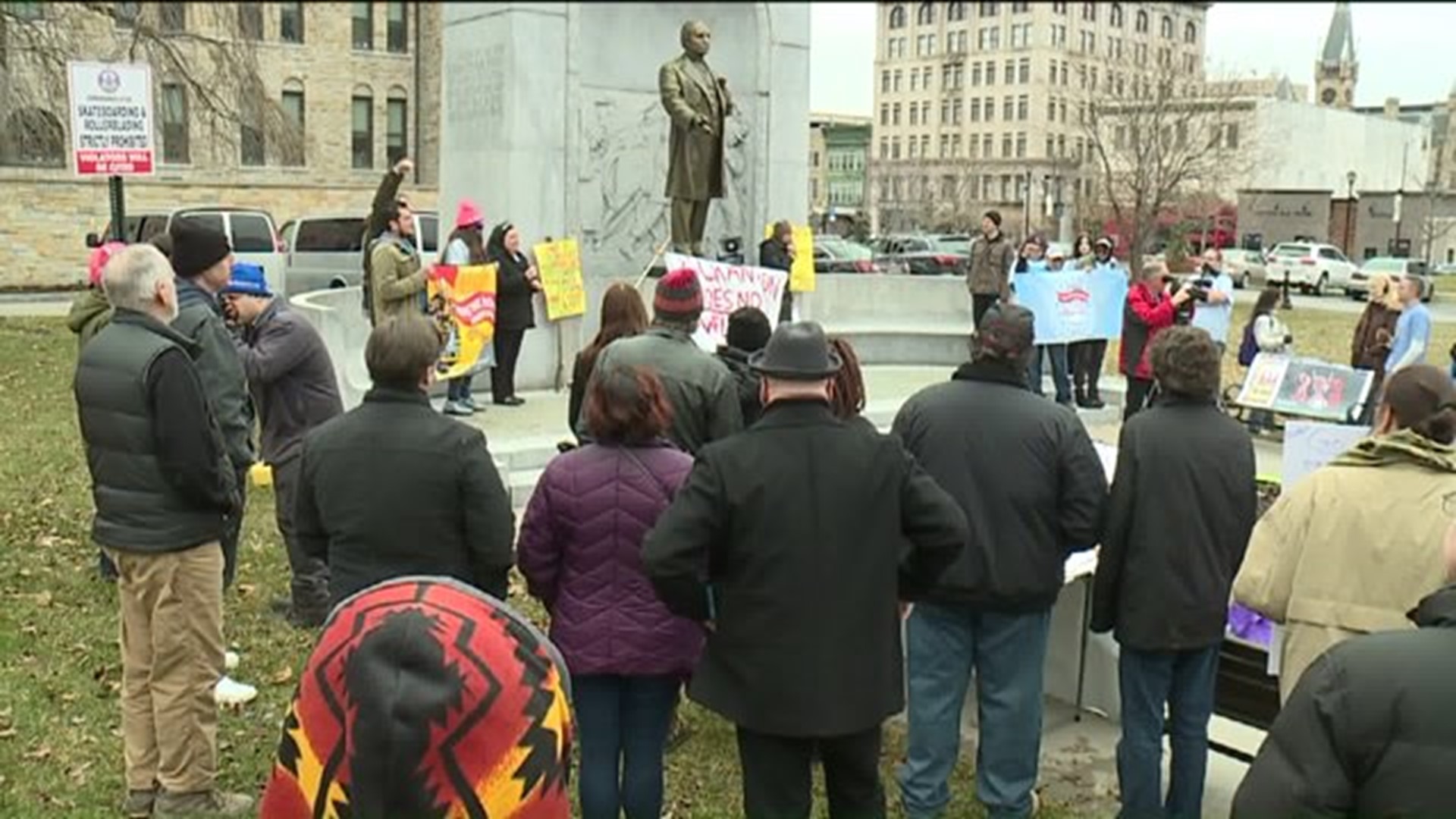 Inauguration Protest Draws Crowd to Courthouse Square
