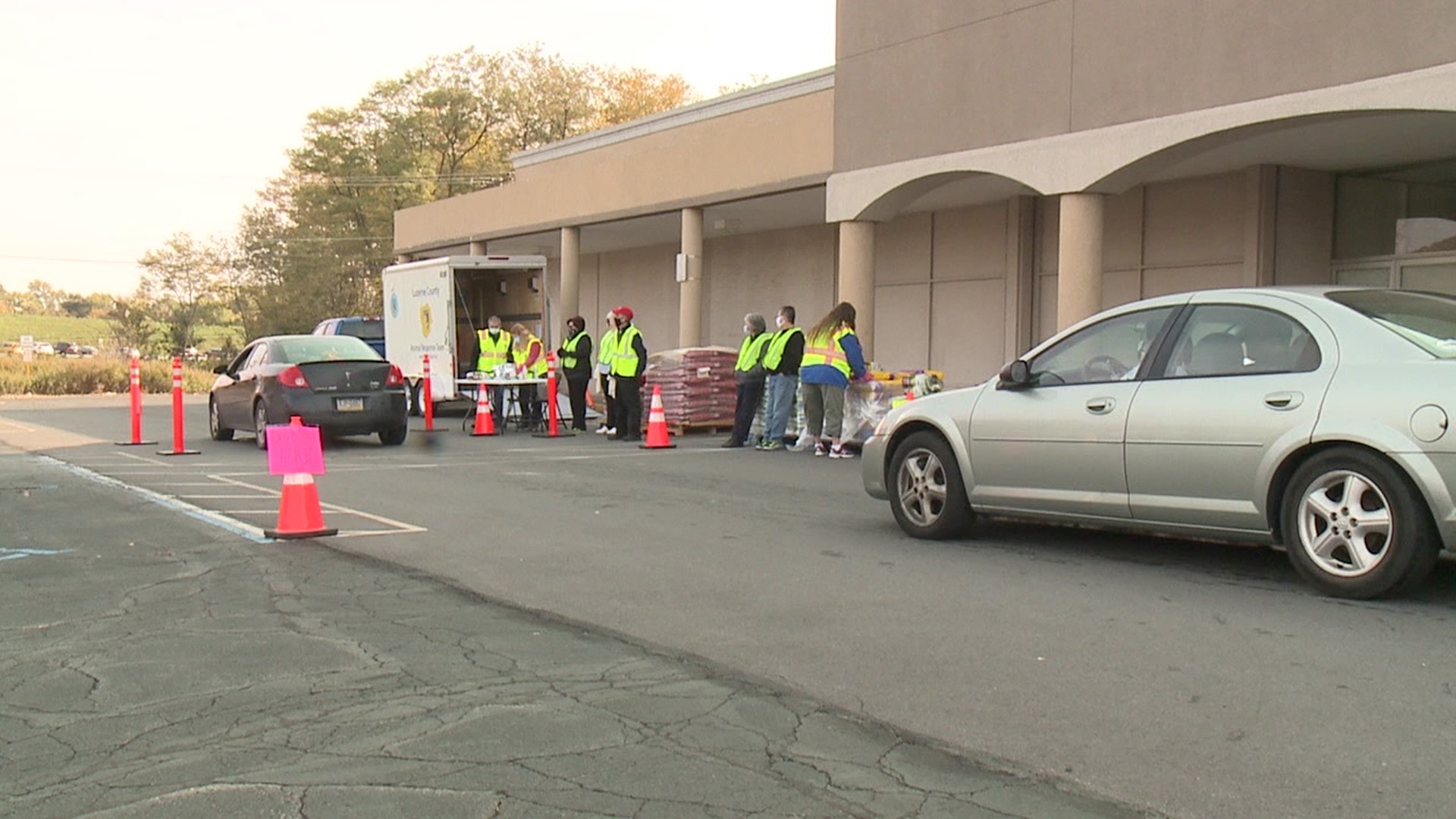 The Luzerne County Animal Response Team hosted the drive-thru food distribution at the Midway Shopping Center.