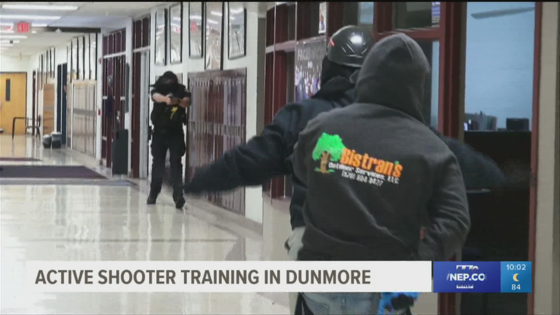 With shootings around the country at the forefront of their minds, the halls of Dunmore High School became the backdrop for various scenarios officers could face.