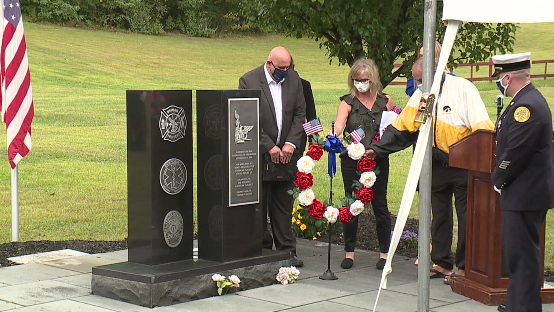 The memorial service at McDade Park in Scranton to remember September 11 was a little bit different this year, honoring first responders and essential workers.