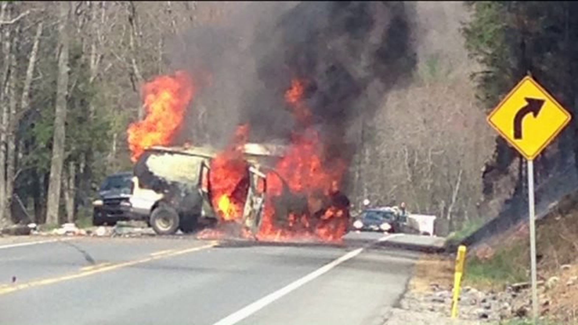 One Dead After Fiery Wreck in Schuylkill County