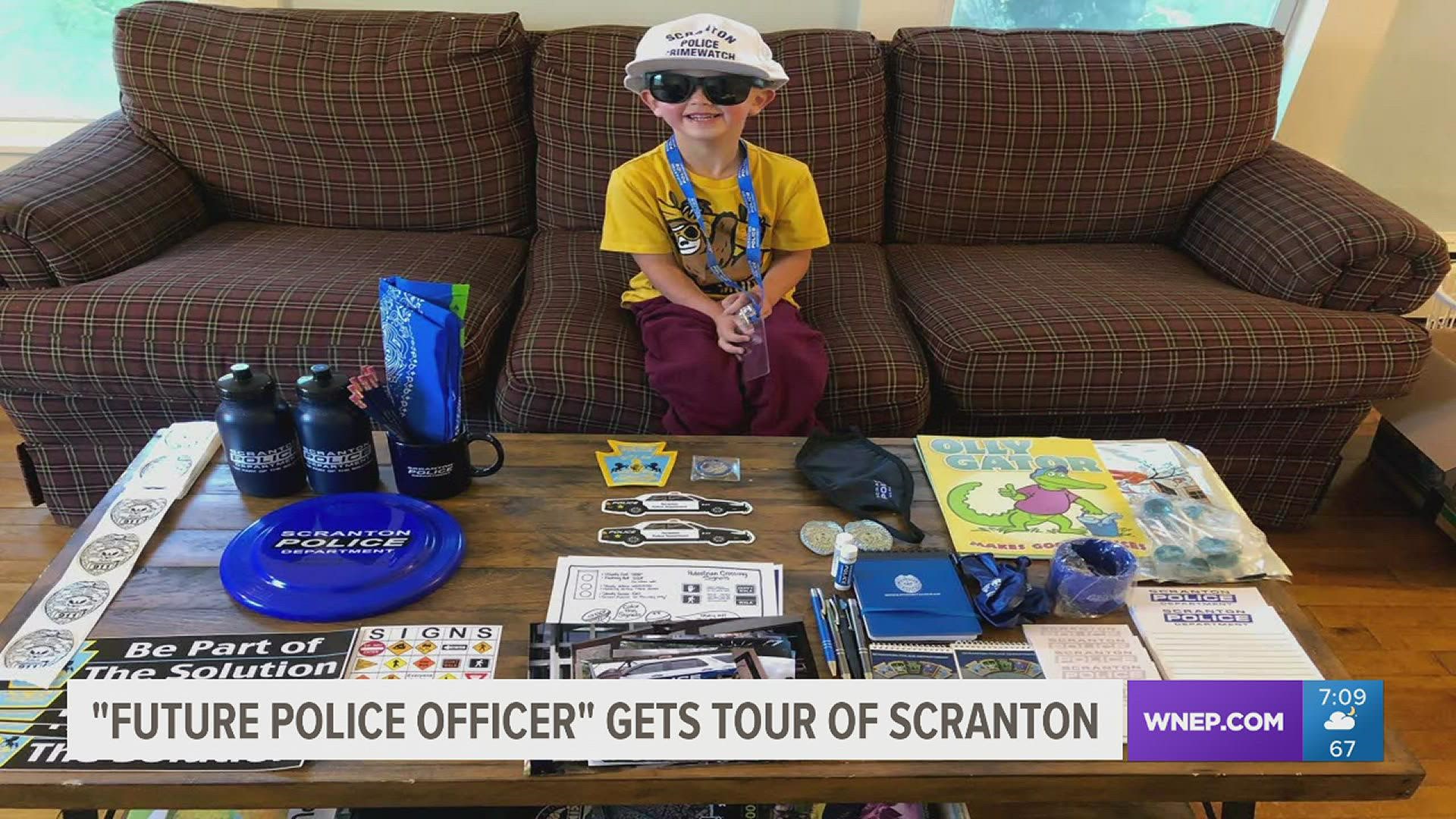 A four-year-old boy from Maine got a warm welcome in the Electric City from the Scranton Police Department - at least, a cardboard cutout of him.