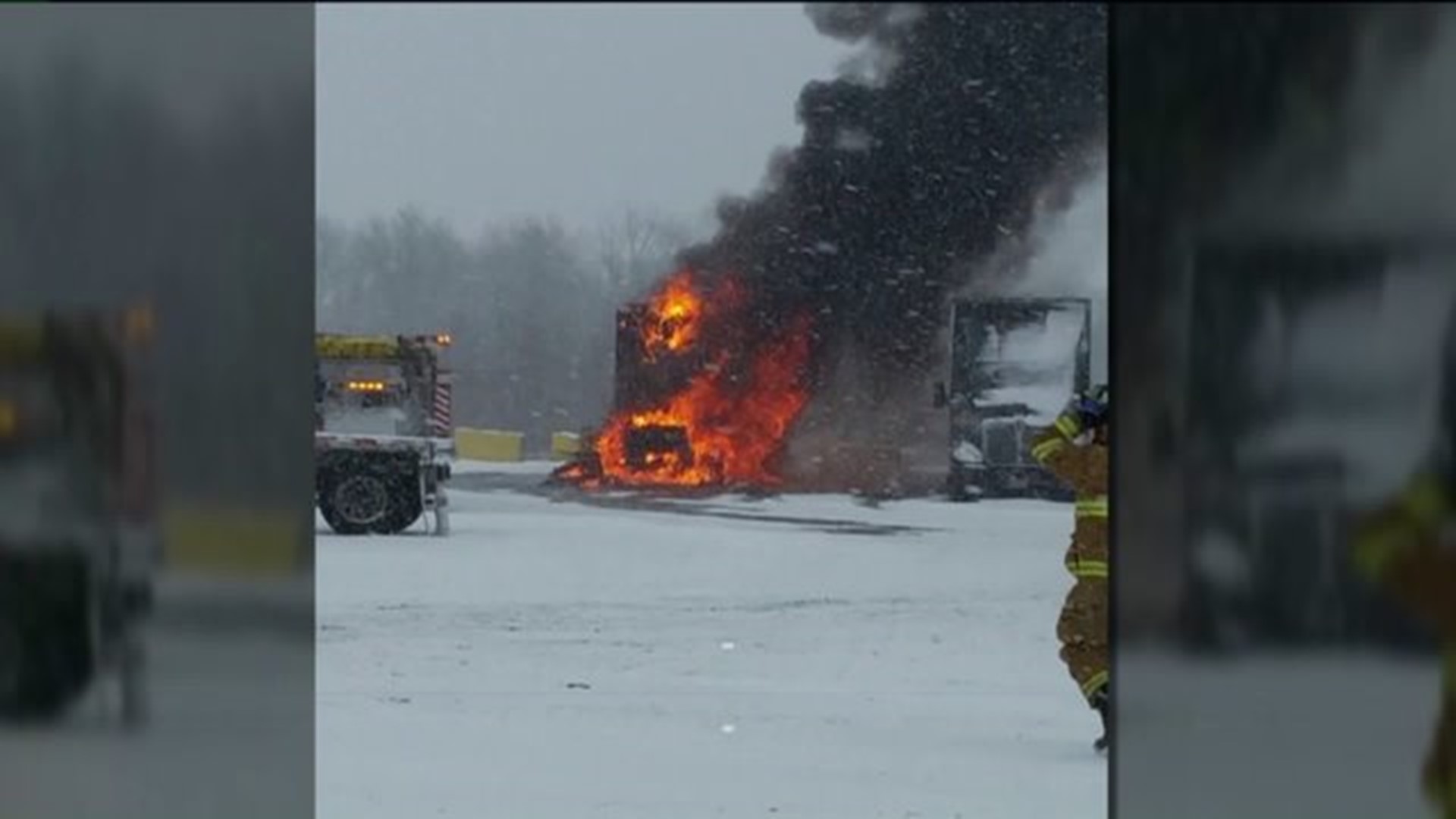 Tractor Trailer Catches Fire in Luzerne County