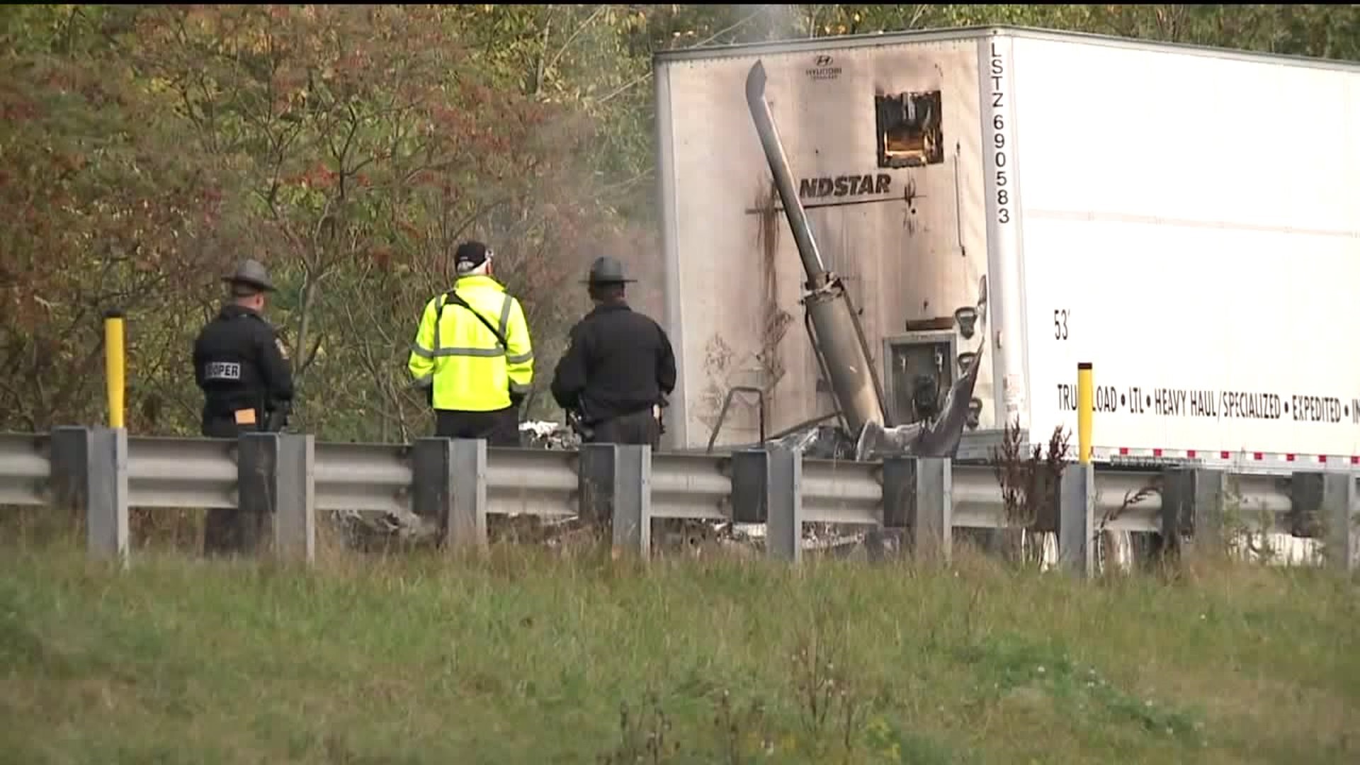 Tractor Trailer Fire on Interstate 81 in Susquehanna County