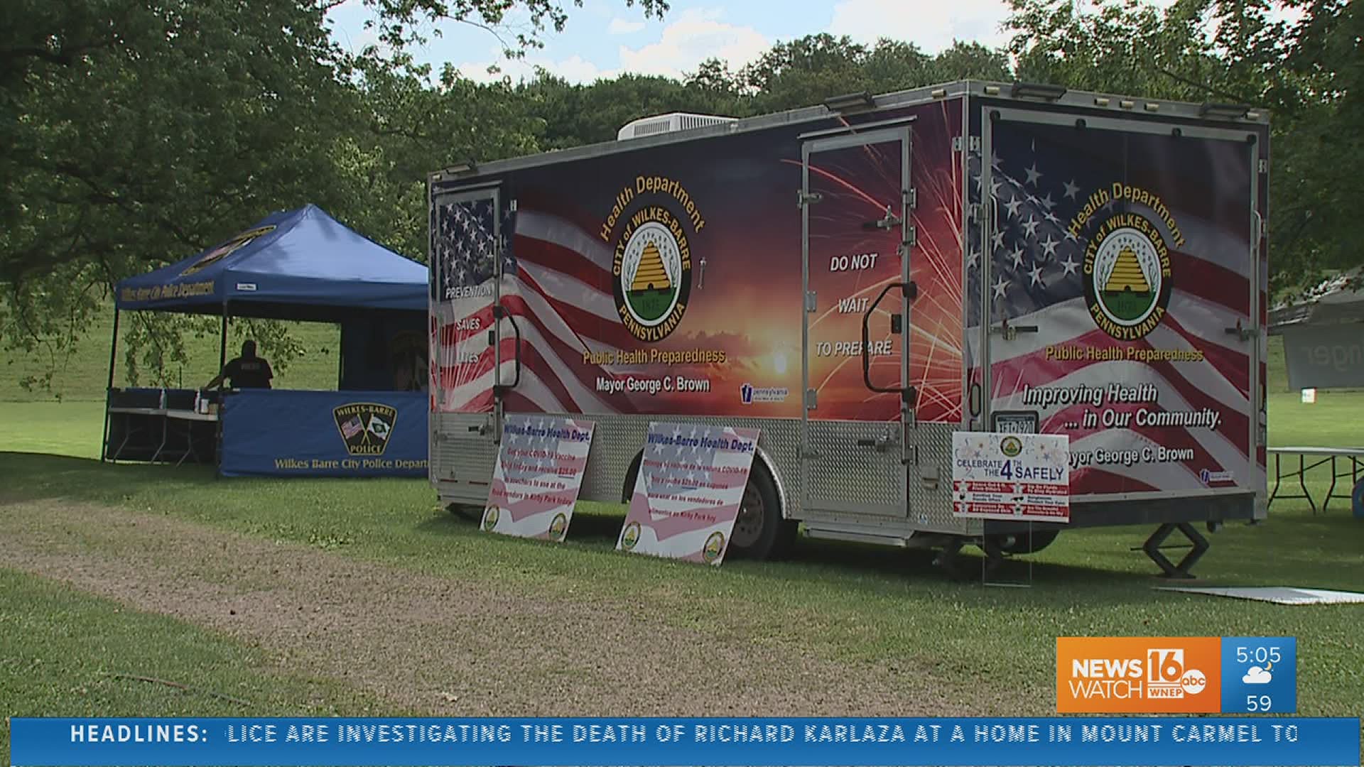 The Wilkes-Barre Health Department offered the Johnson & Johnson and Moderna vaccines at its vaccine trailer on Sunday.