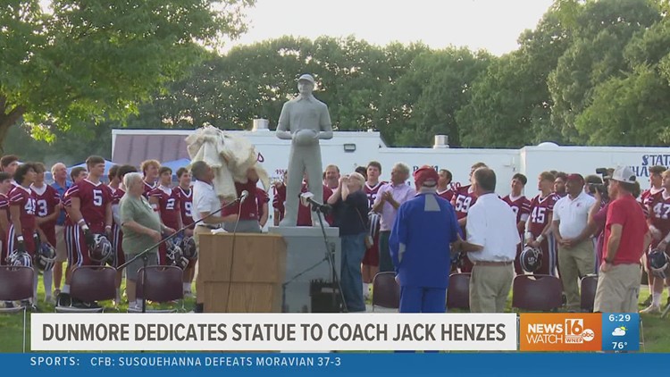 Dunmore Unveils Statue of Legendary Football Coach Jack Henzes