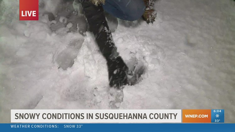 Snowy conditions in Susquehanna County