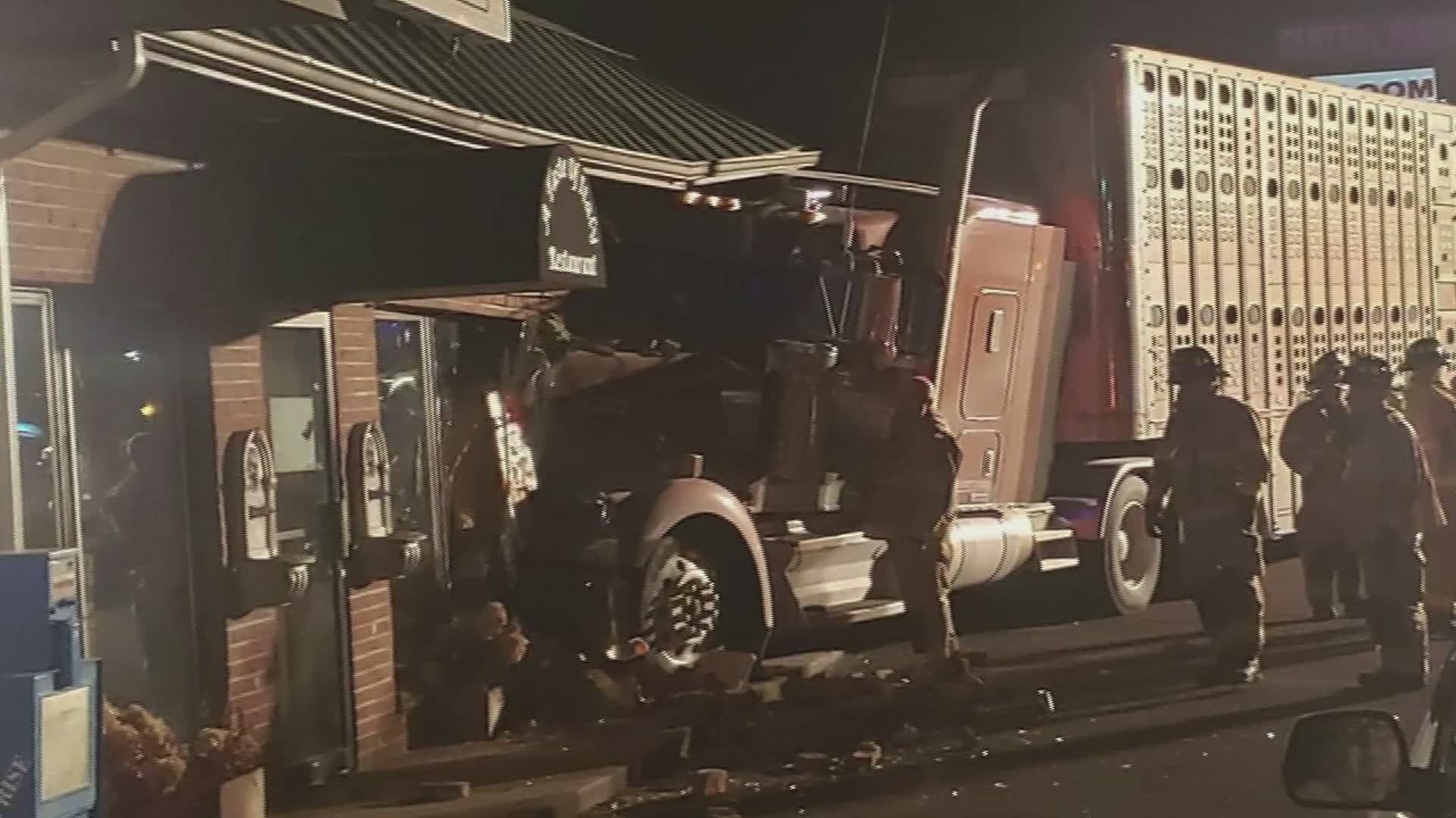 A cattle truck ran off the road and slammed into A Taste of Italy.