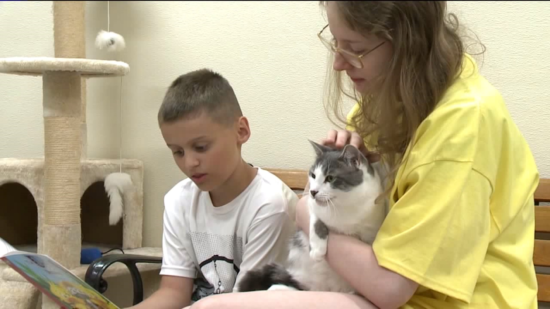 Volunteers Read to Cats at Griffin Pond
