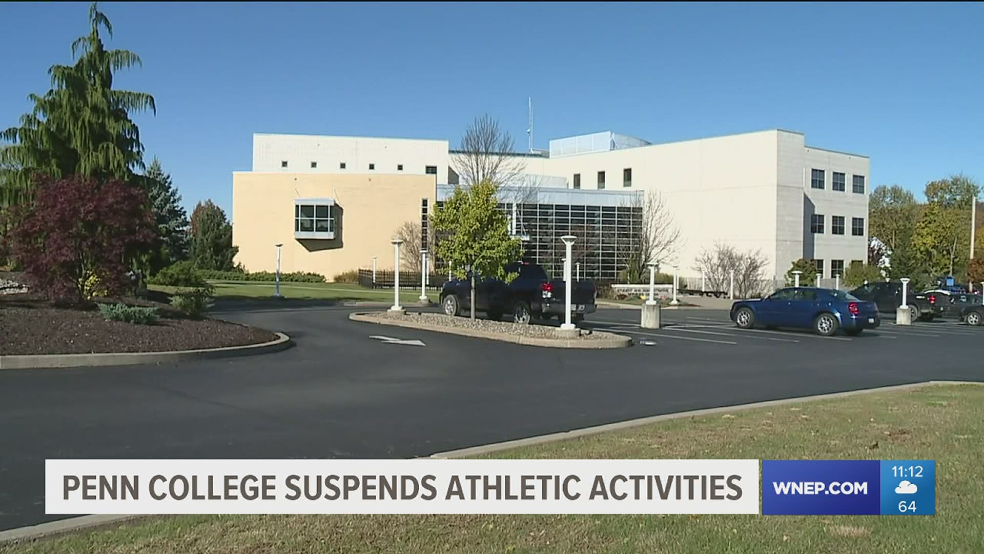 Penn College in Lycoming County has suspended all athletic activities until next month after recording its largest one-day total of coronavirus cases.