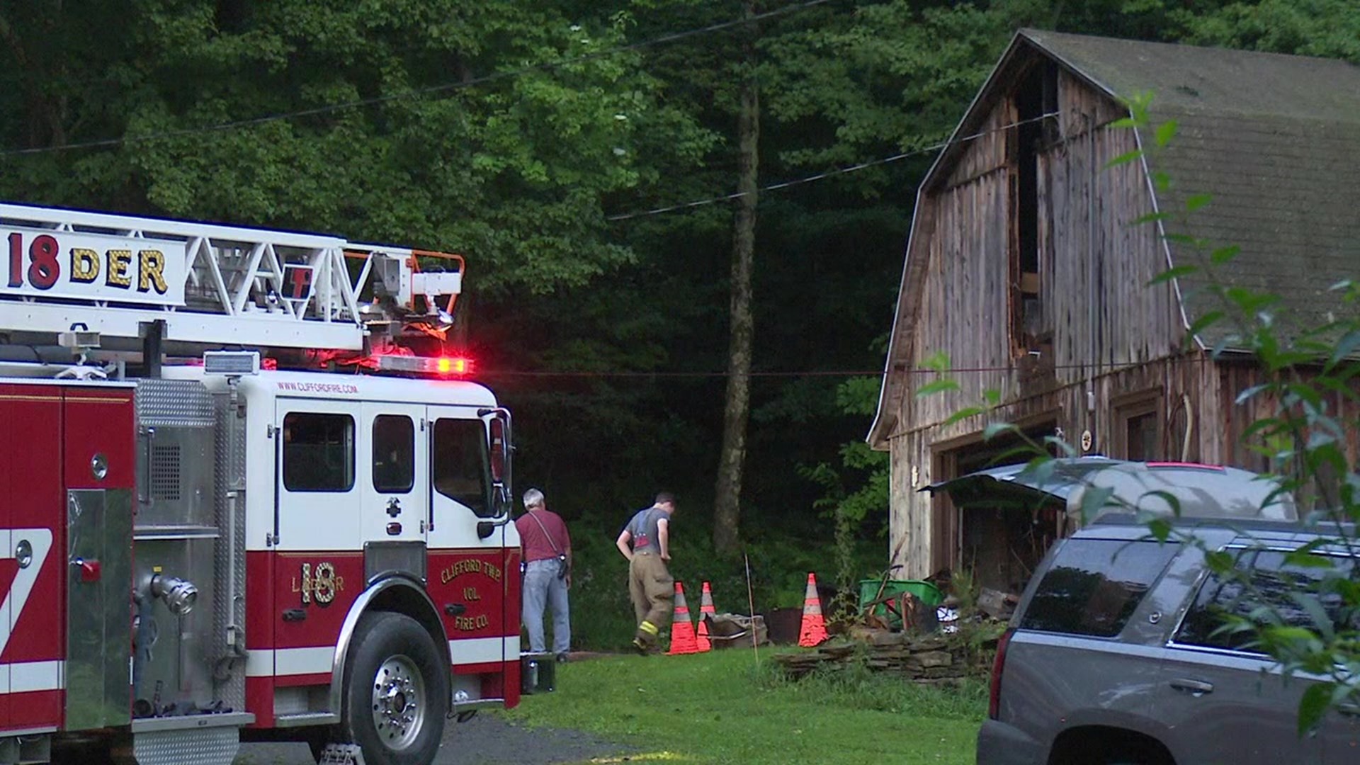 Neighbors believe weather might be to blame for a barn fire in Susquehanna County.