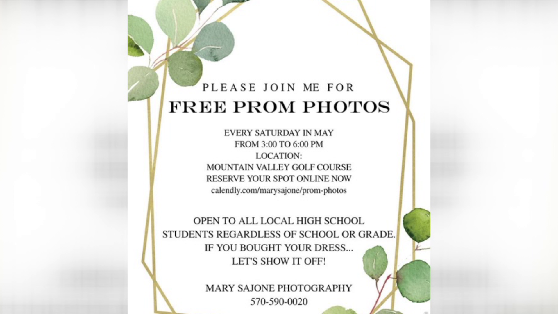 A local photographer is offering free prom pictures this month.