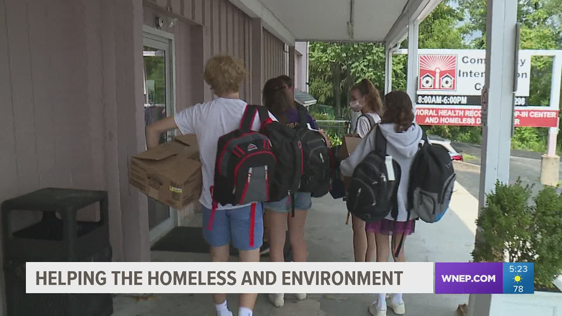 High school students in Scranton filled backpacks with some food and reusable supplies and donated them to the community intervention center.