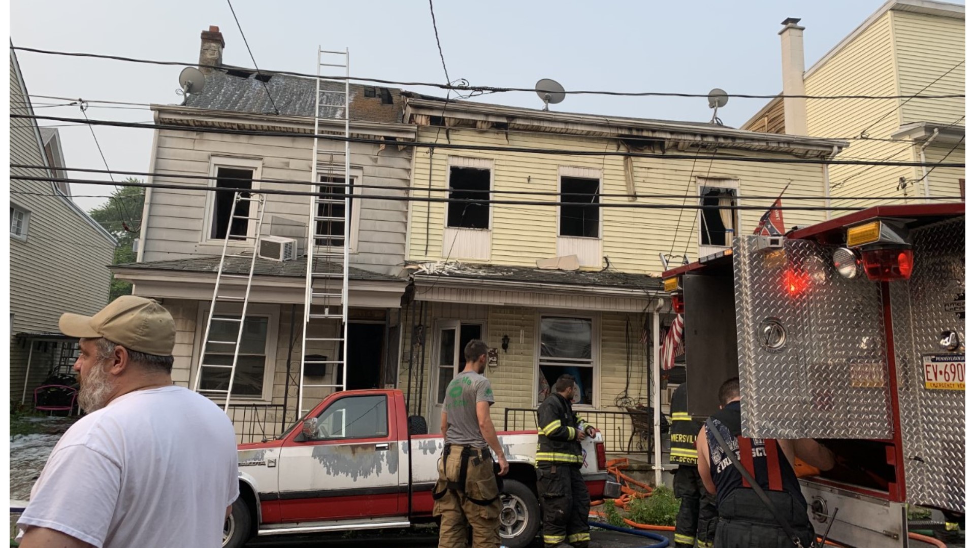 Eight people are looking for new places to live after a fire rips through three rowhomes in Schuylkill County.