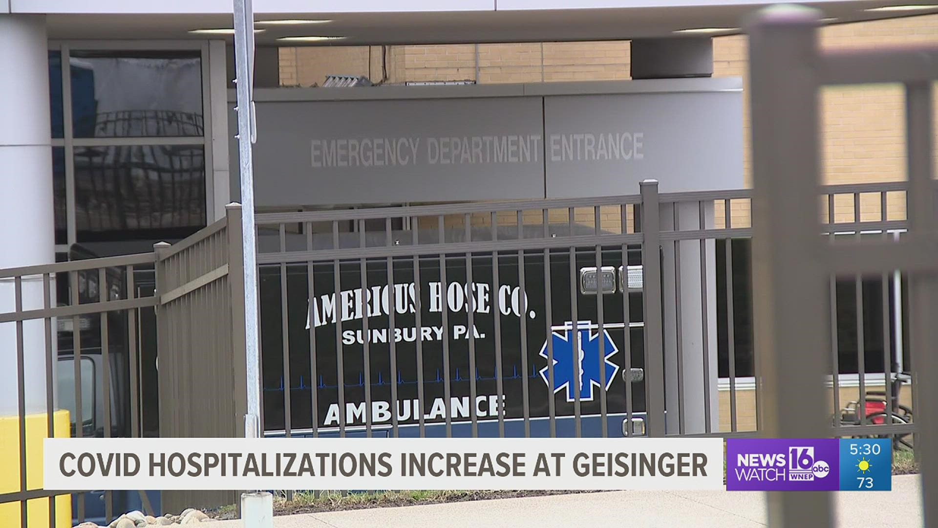 Geisinger currently has four times the number of COVID-19 hospitalizations than it did last year at this time.