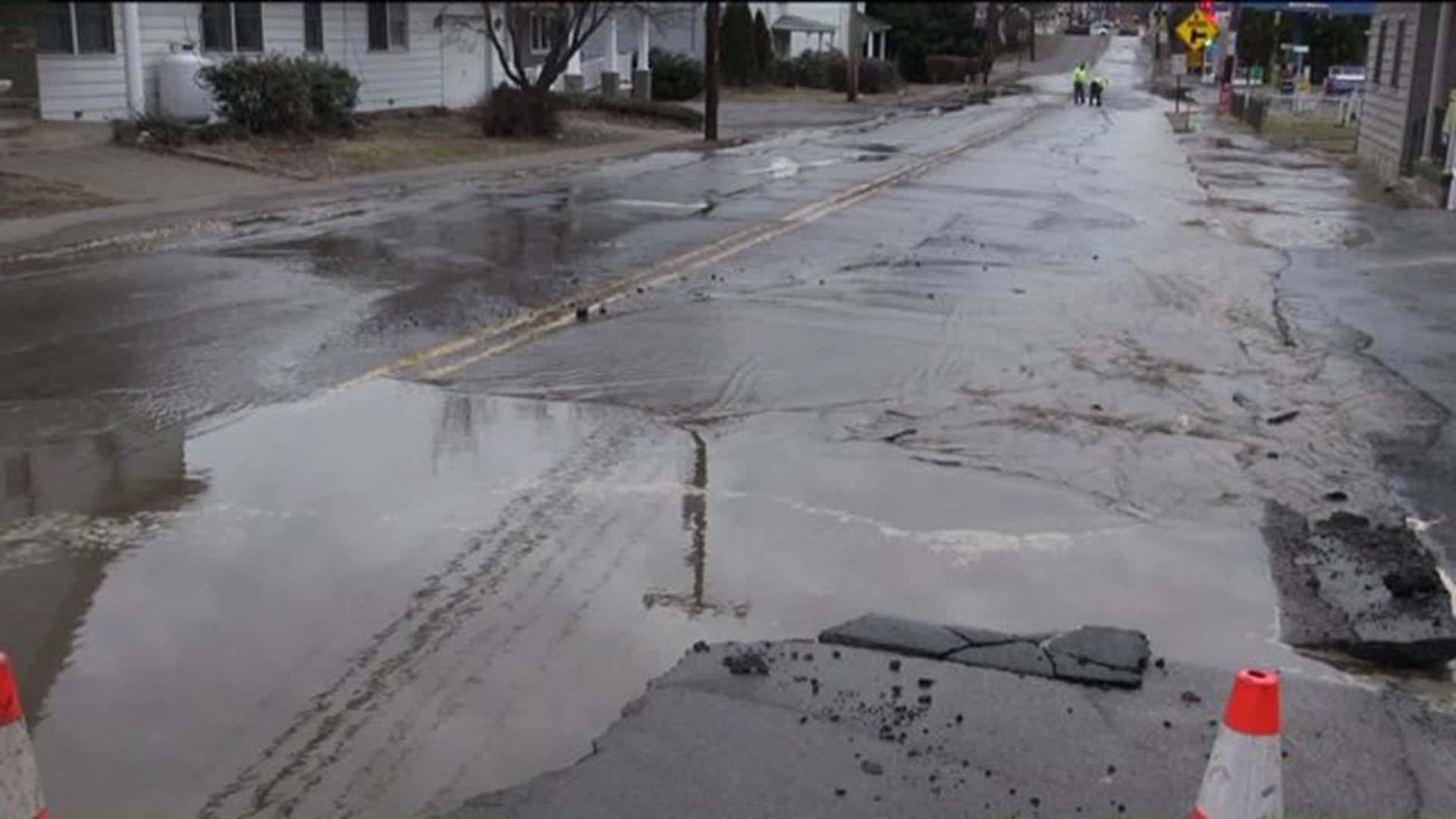 Water Main Breaks Flood Roads in Dupont | wnep.com