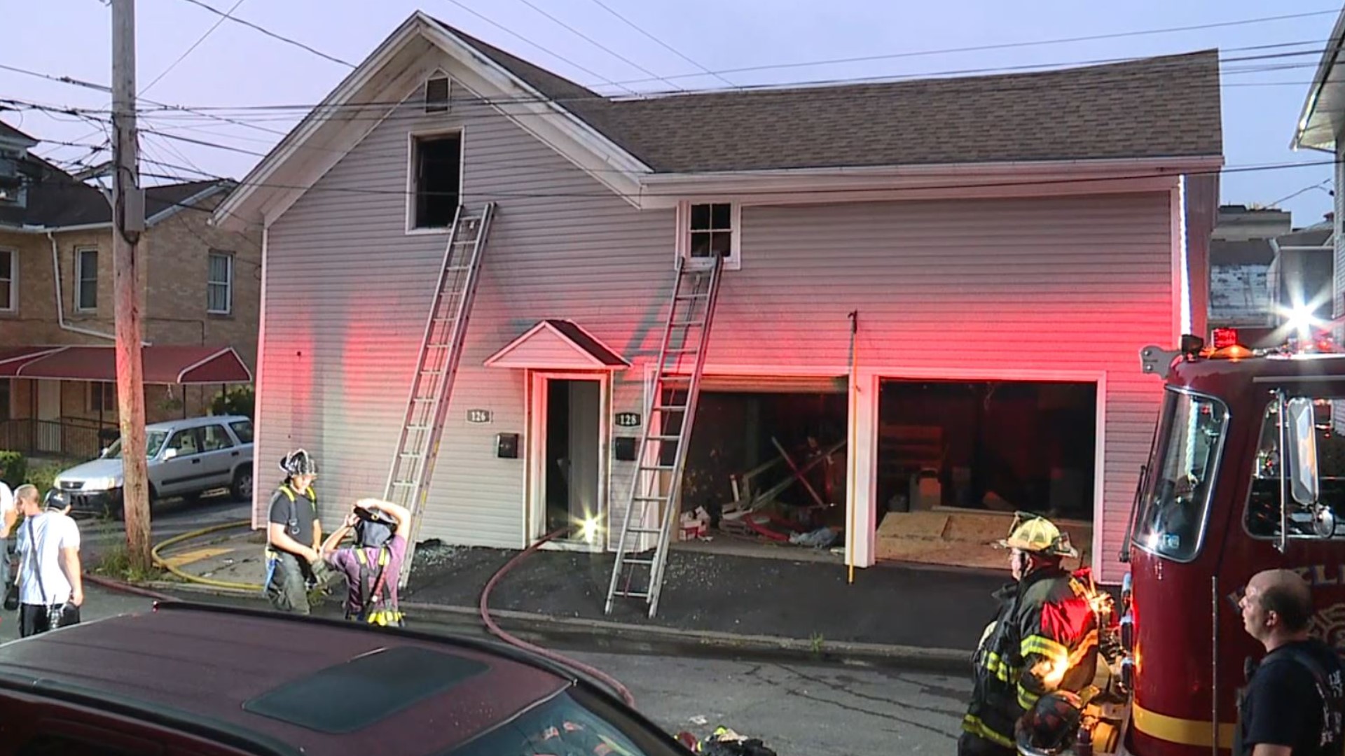 Five people were forced from their homes after a fire at an apartment building in Hazleton Thursday morning.