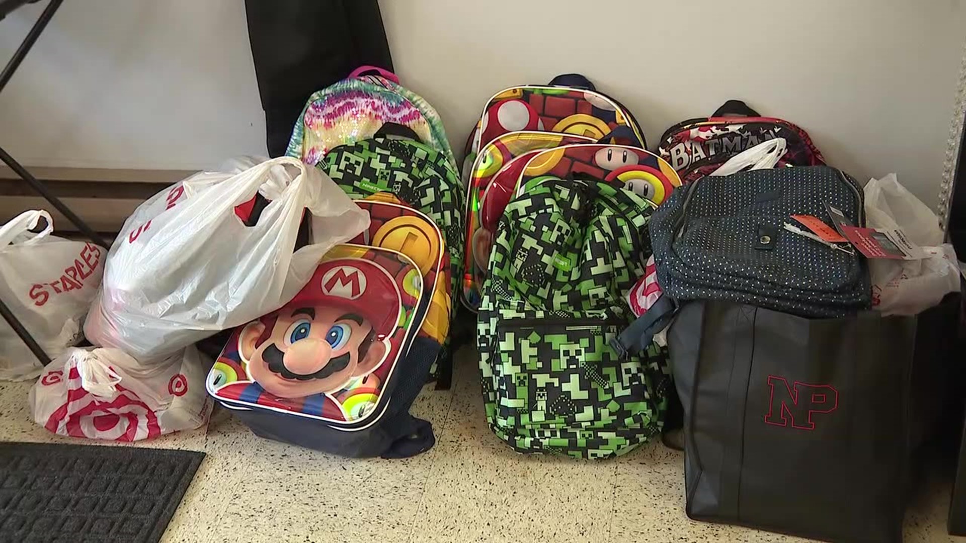 All the collected school items will be given to students and teachers in the North Pocono School District.