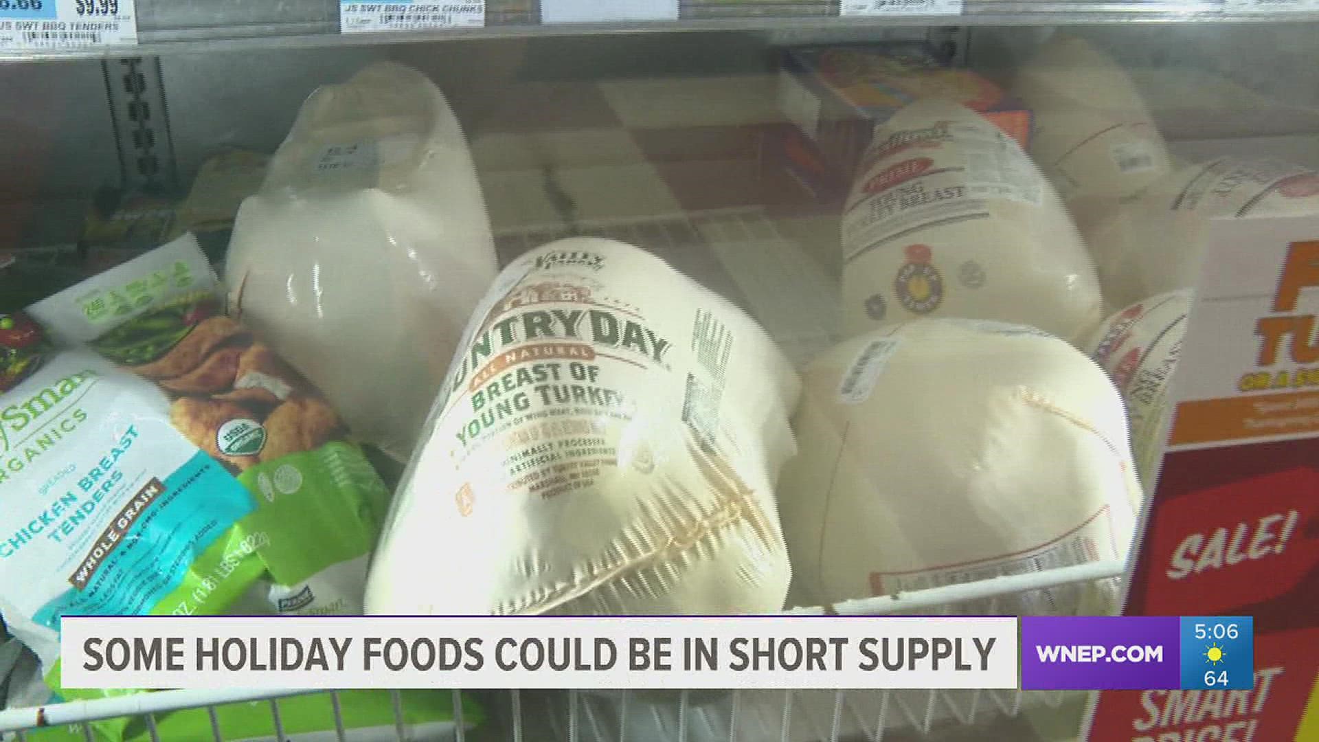 Shopping for your traditional holiday fixings might be a little more challenging this year because of supply and labor shortages.