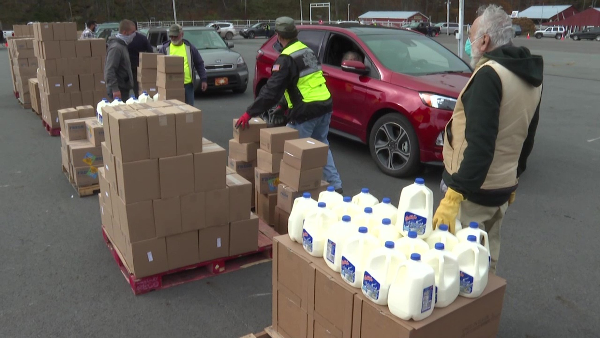 Fresh food and milk provided by the USDA was distributed to help anyone in need.