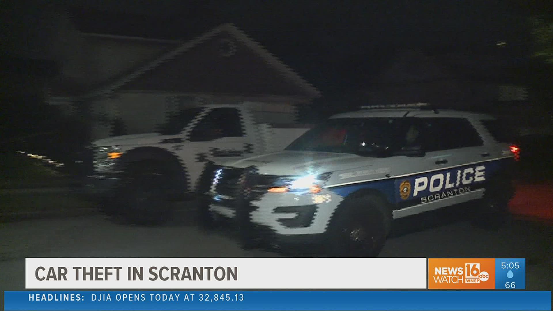 Police are looking for two people involved with stealing a car in Scranton.