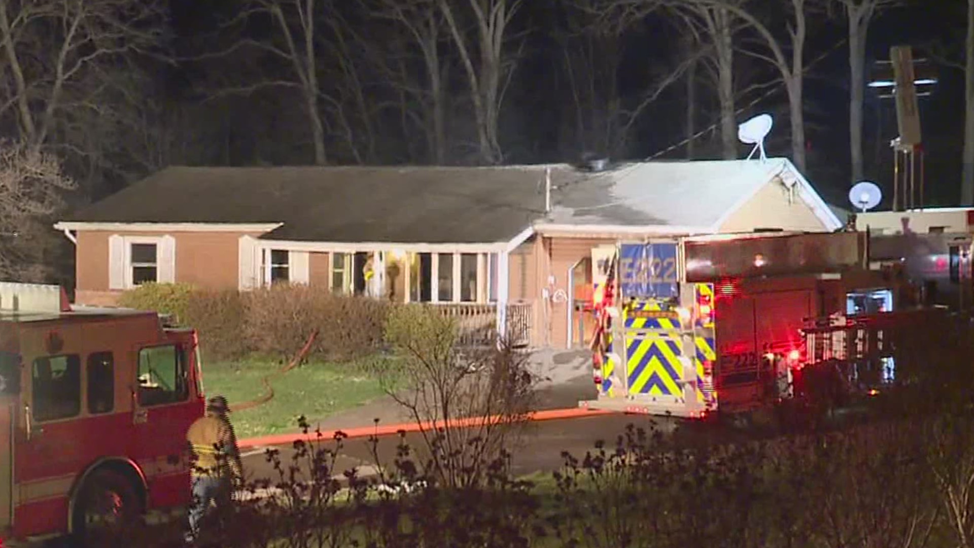 Flames tore through a house in Columbia County early Monday morning, then rekindled later on.