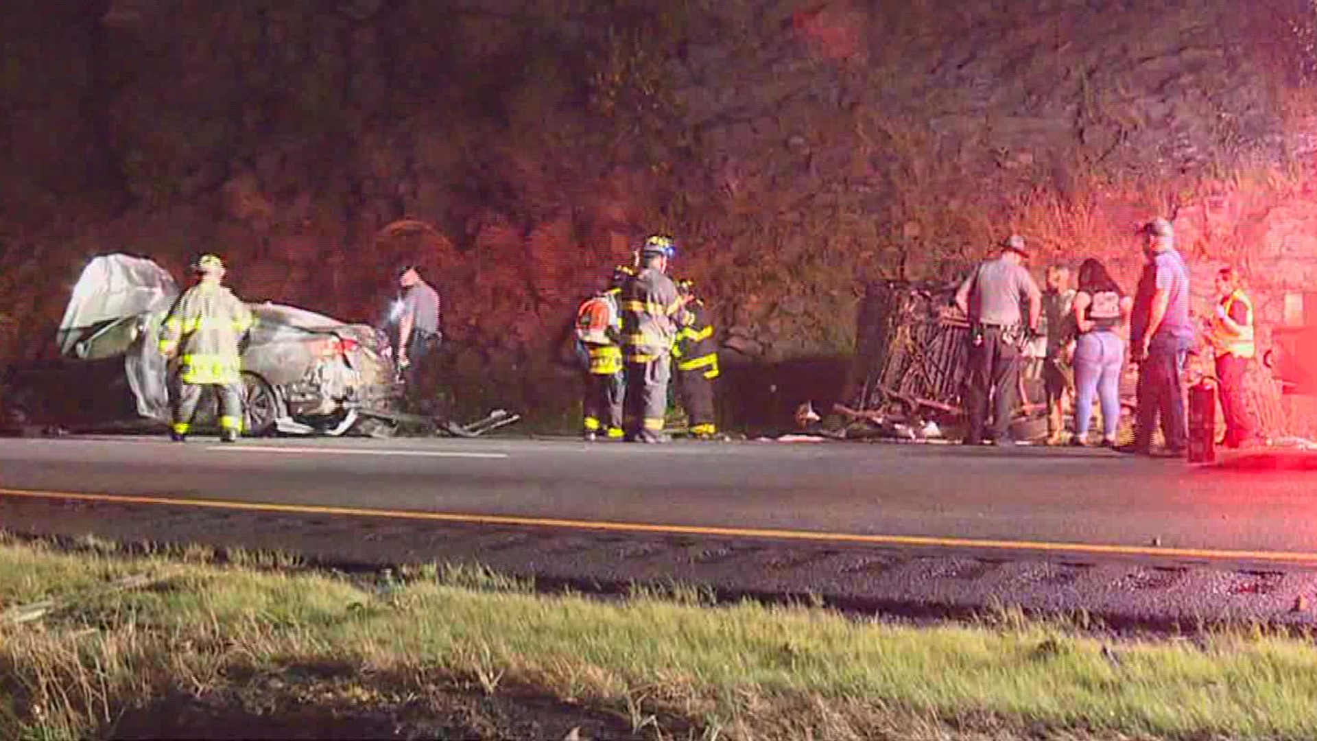 Three people were taken to the hospital after a crash early Wednesday morning on Interstate 81 near Moosic.