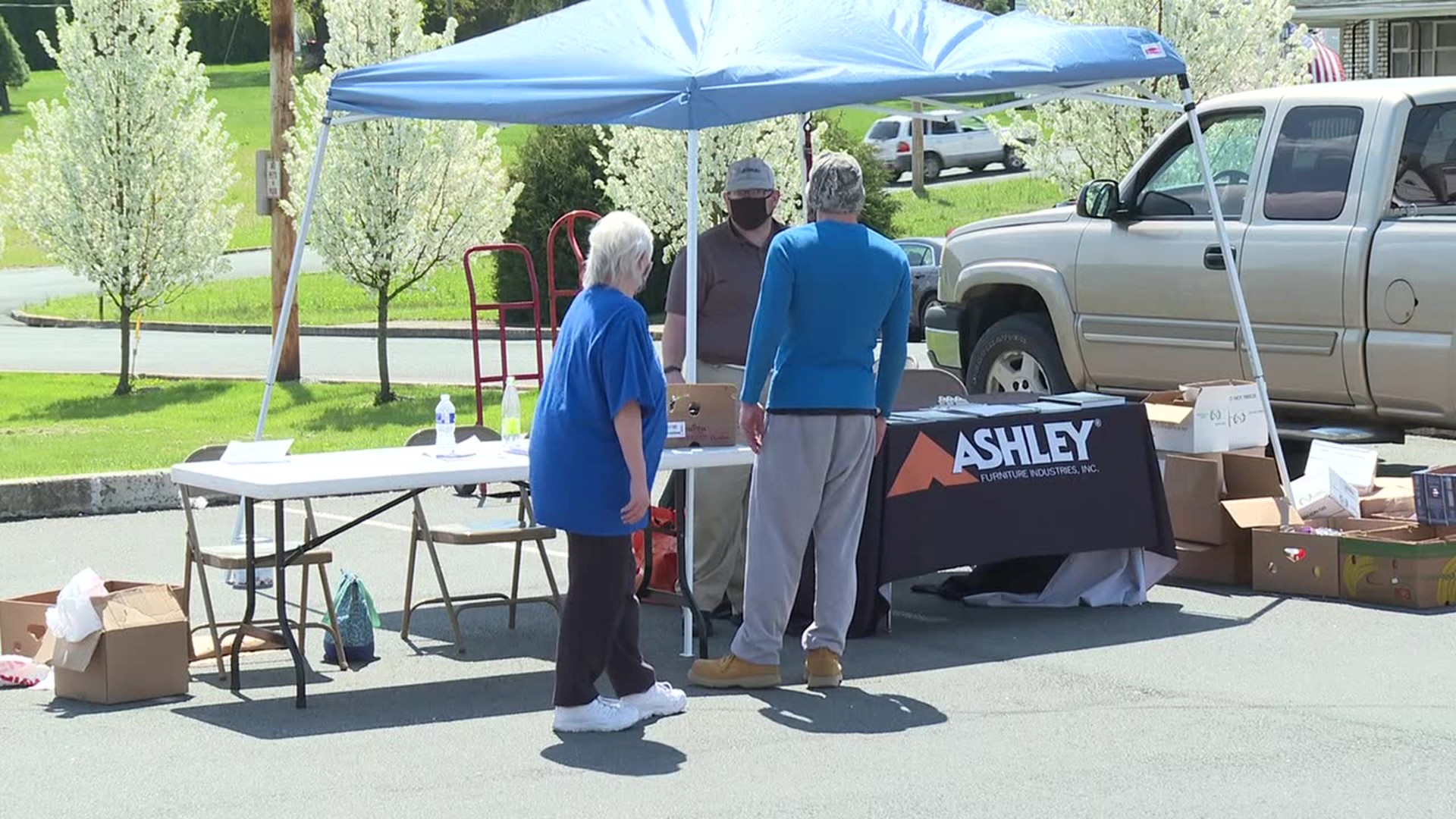 This is just one of the many free food pantries The Community Mission puts on weekly.