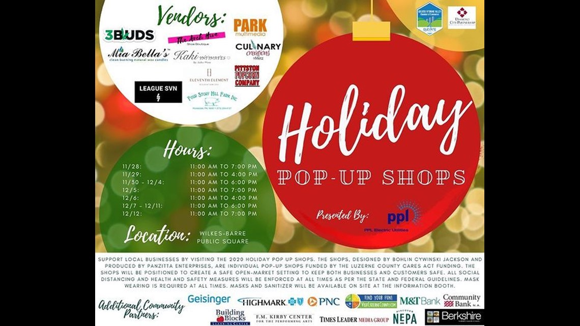 Downtown Wilkes-Barre Holiday Pop-Up Shops open on Small Business Saturday,  Nov. 28