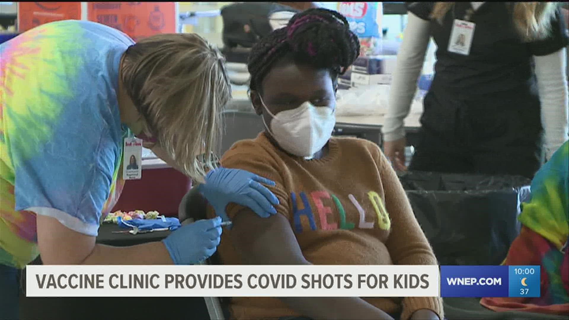 After the Pfizer vaccine was approved for kids 5-11 years old, students and parents lined up to get the first dose in a clinic hosted by Hometown Health Care of NEPA