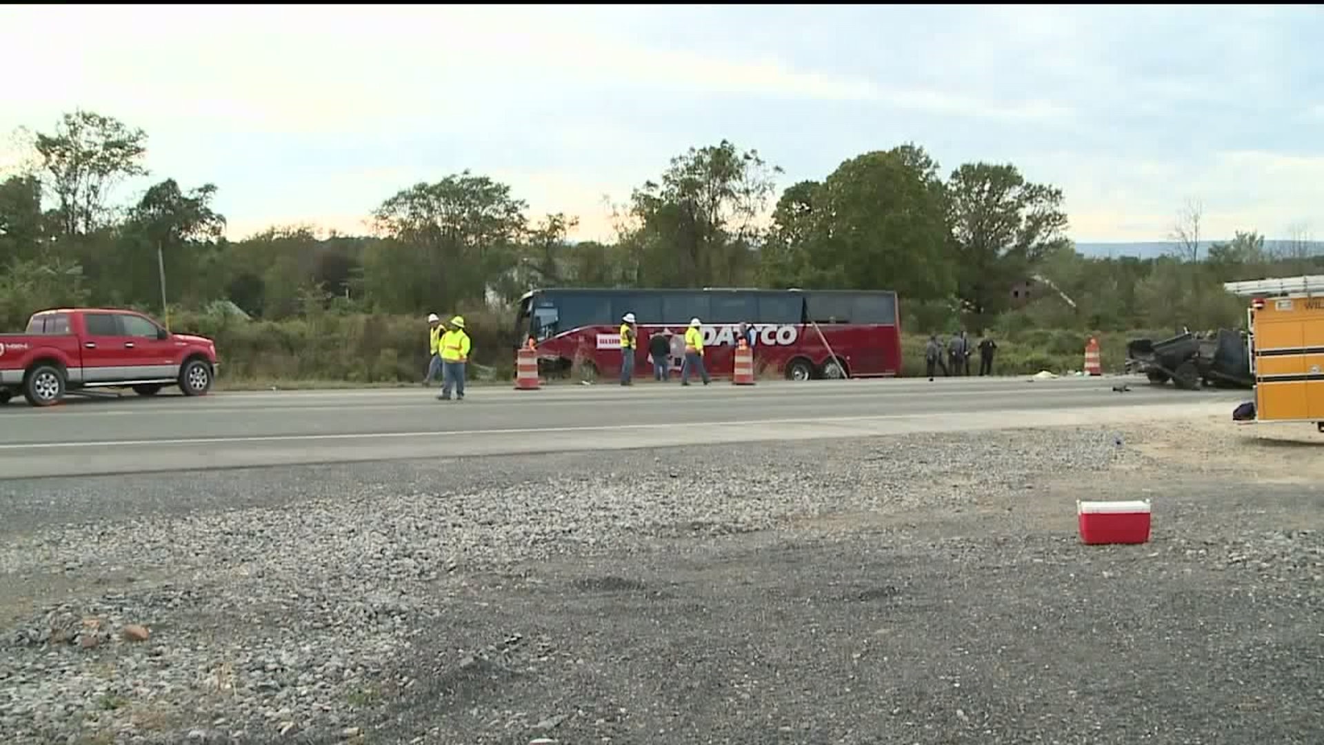 Deadly Crash Involving Pickup, Tour Bus Closes Road in Northumberland County