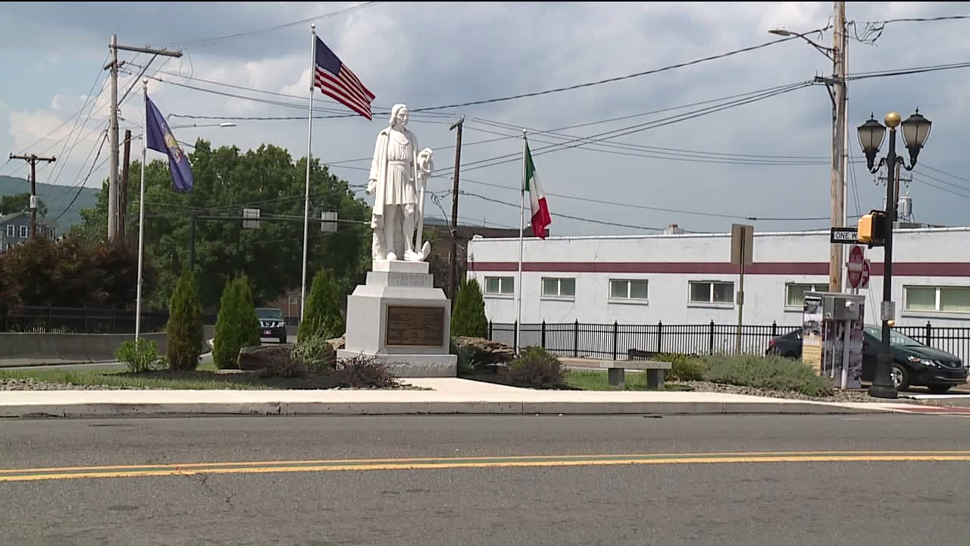 Pittston Police Looking for Vandal Who Covered Christopher Columbus Statue with Purple Paint