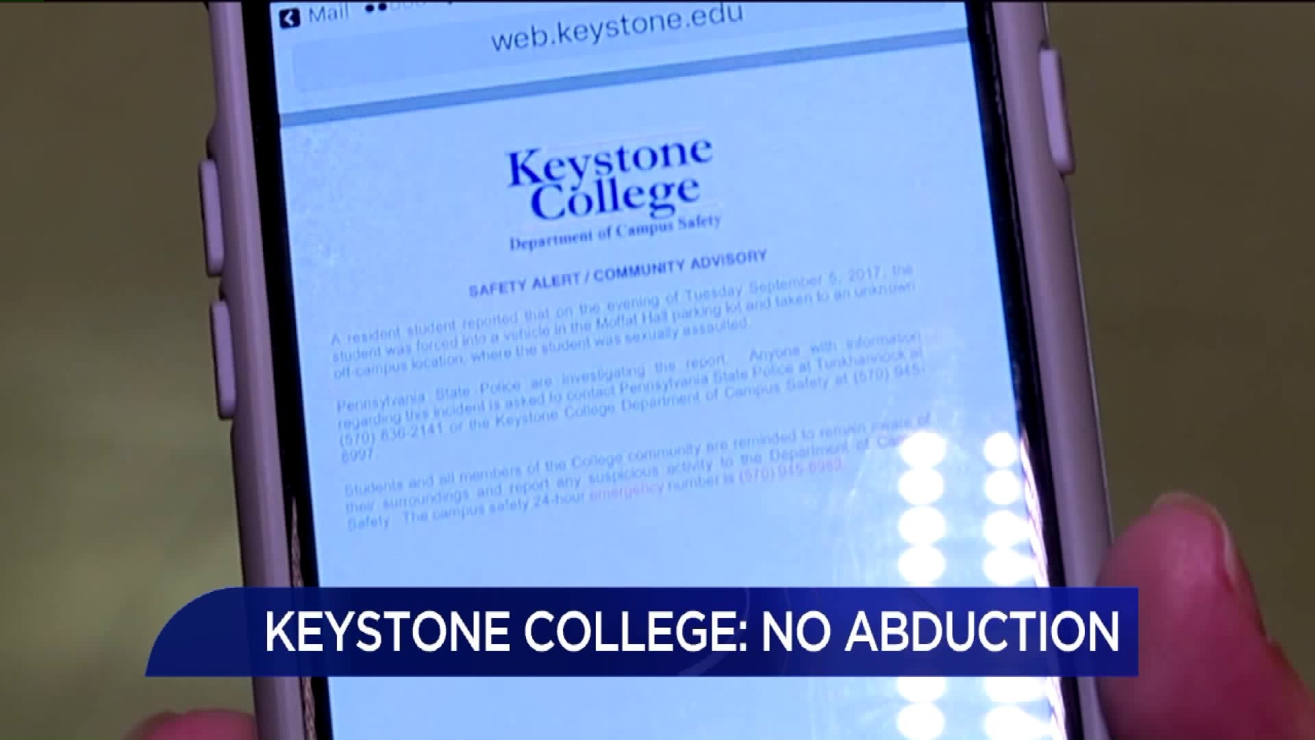 Keystone College: No Abduction
