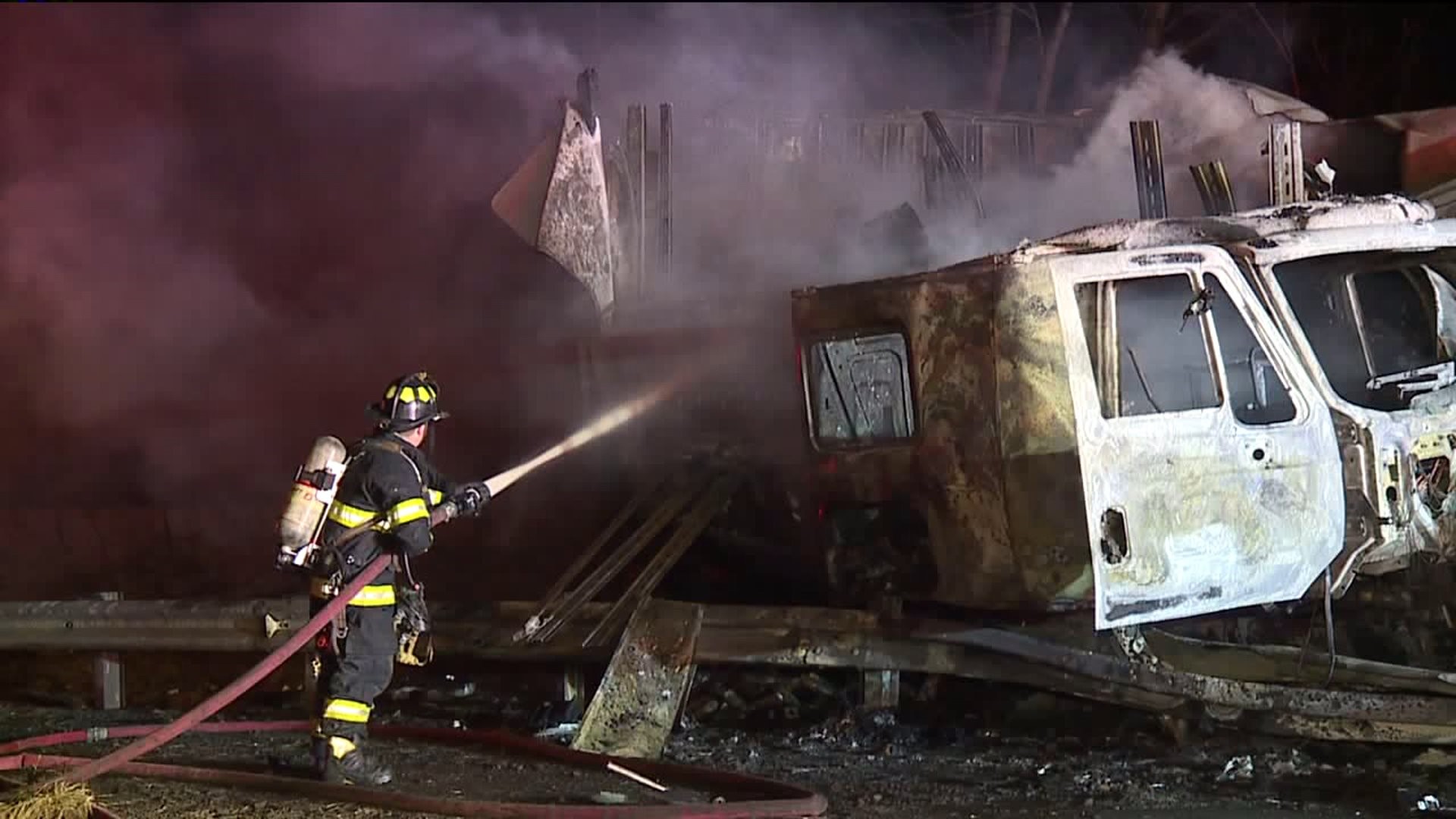 Big Rig Bursts Into Flames After Crash in Scranton