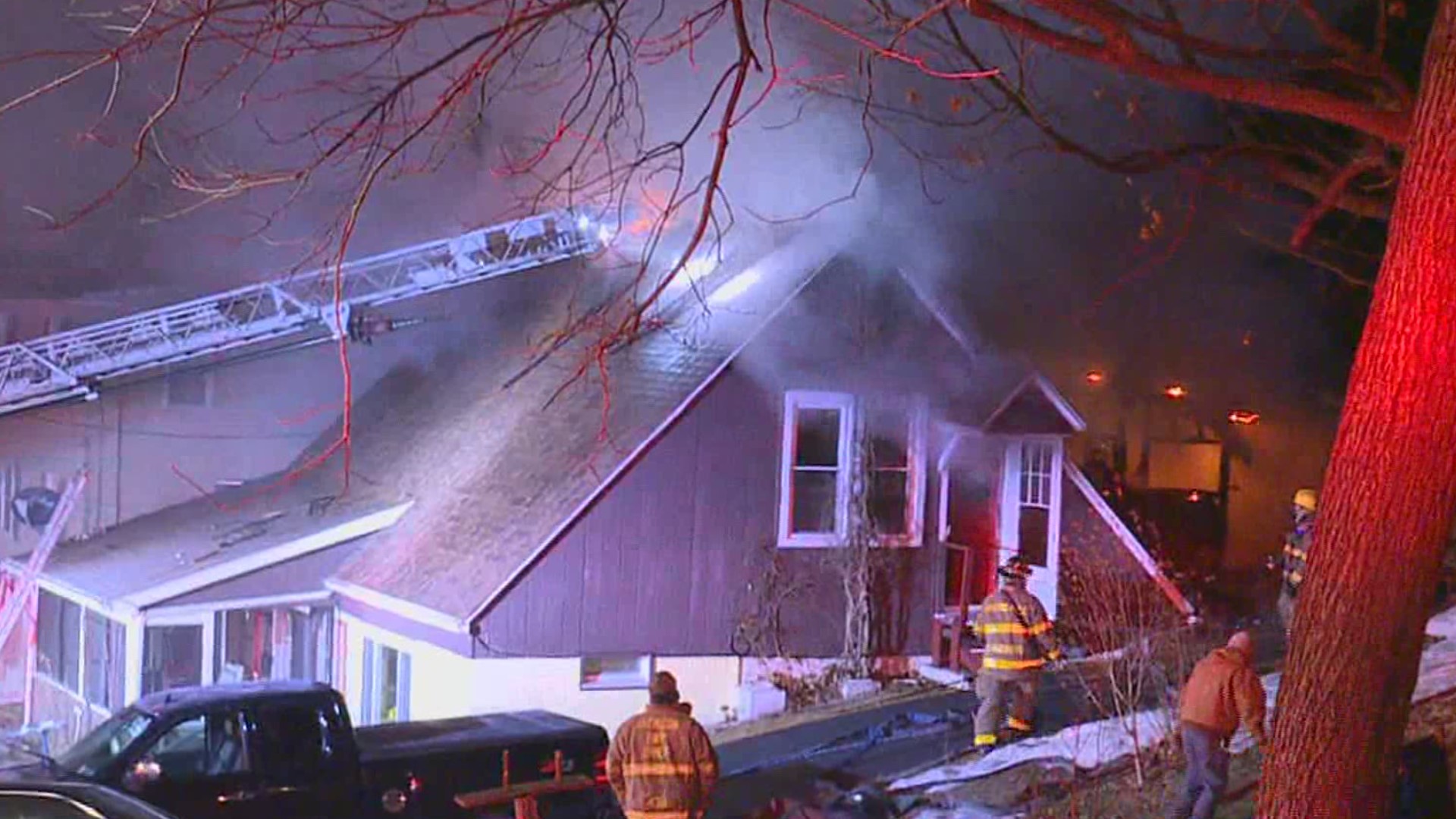 Two people forced from their home after a fire early Wednesday morning in Luzerne County.