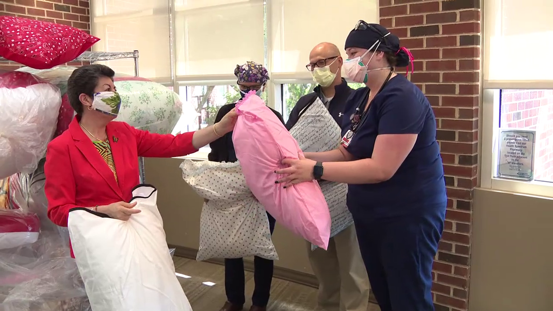 Pillows donated to healthcare workers