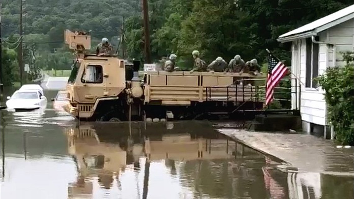 Troops Rescue Residents During Pine Grove Flooding