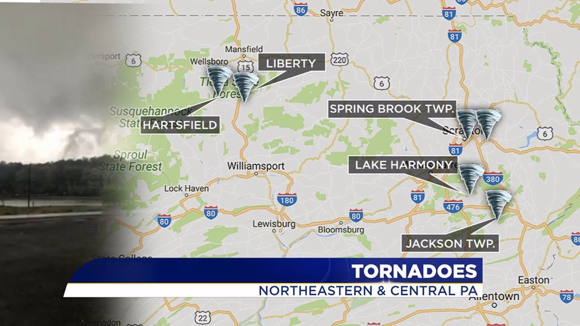 NWS 5 Confirmed Tornadoes in Northeastern and Central Pennsylvania