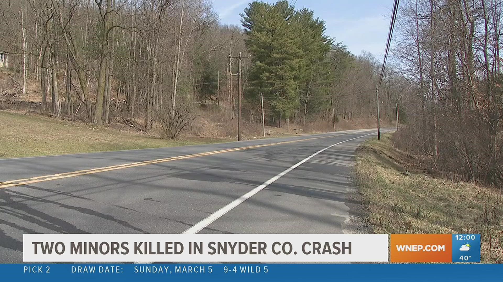 The Snyder County coroner says two minors were killed in a crash Monday morning near Middleburg.