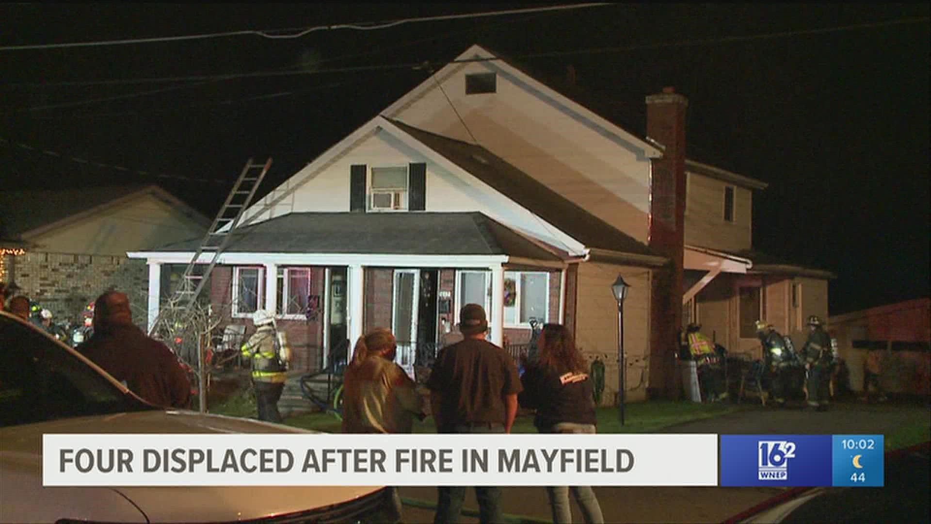 Flames broke out at a home along May Street in Mayfield just before 6:30 p.m.